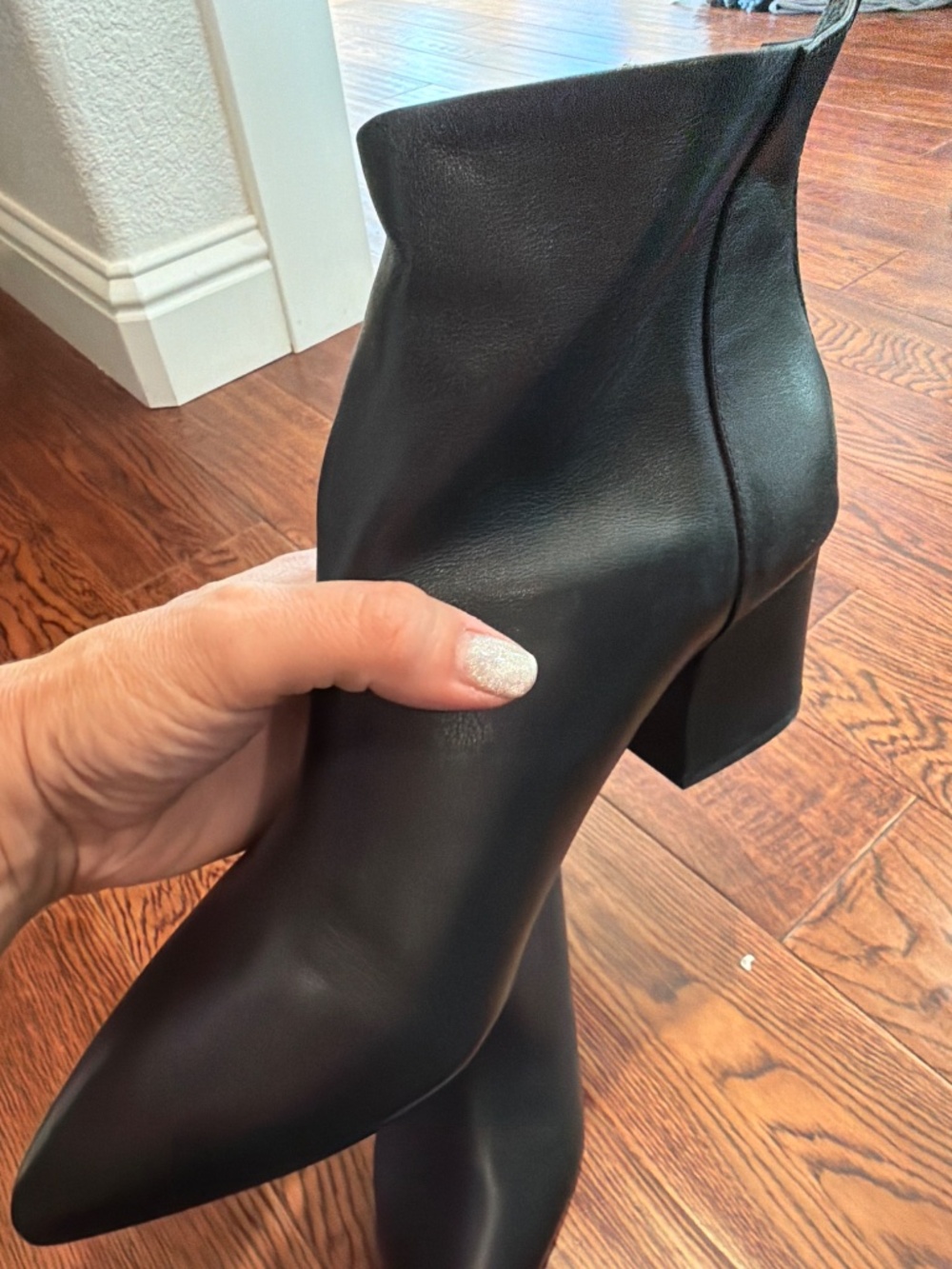 NWT Steve Madden Black Pointed Toe Wedge Booties | 8.5 - Picture 8 of 12